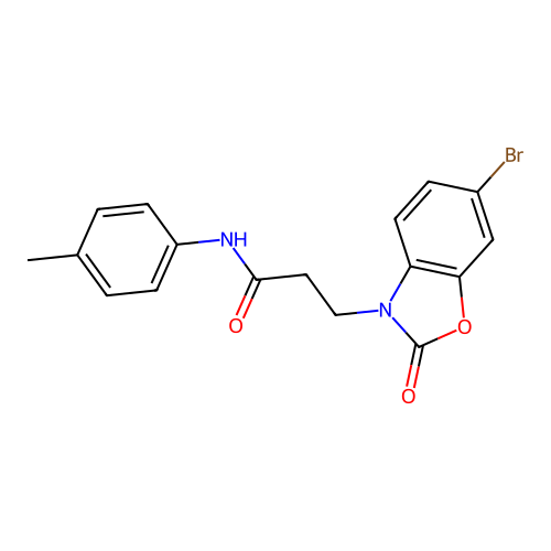 3-(6-bromo-2-oxo-1,3-benzoxazol-3-yl)-N-(4-methylphenyl)propanamide structure