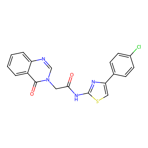 N-[4-(4-chlorophenyl)-1,3-thiazol-2-yl]-2-(4-oxoquinazolin-3-yl)acetamide structure