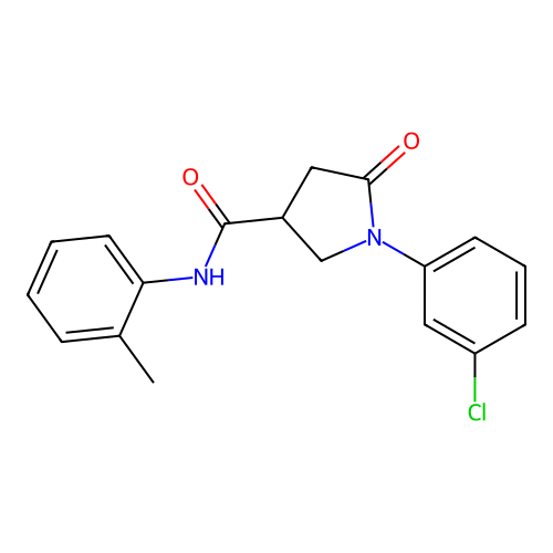 1-(3-chlorophenyl)-N-(2-methylphenyl)-5-oxopyrrolidine-3-carboxamide structure