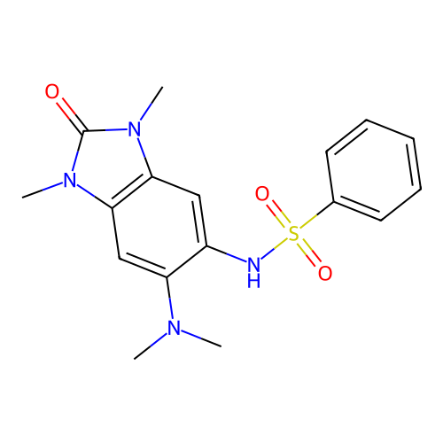 N-[6-(dimethylamino)-1,3-dimethyl-2-oxobenzimidazol-5-yl]benzenesulfonamide structure