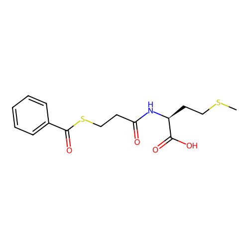 Methionine, N-(3-mercaptopropionyl)-, thiobenzoate (ester) structure