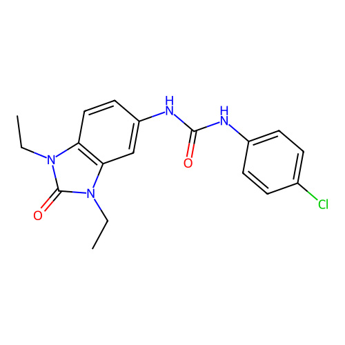 1-(4-chlorophenyl)-3-(1,3-diethyl-2-oxo-2,3-dihydro-1H-benzimidazol-5-yl)urea structure