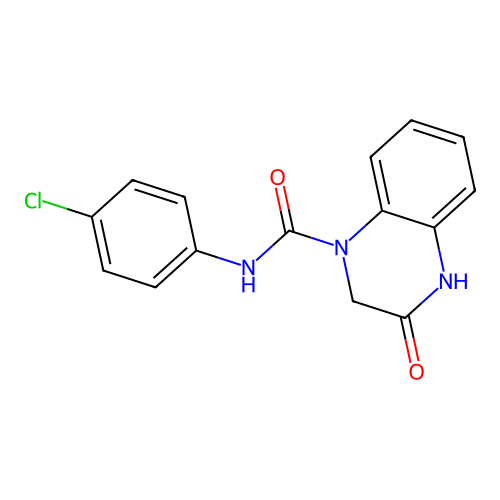 N-(4-chlorophenyl)-3-oxo-2,4-dihydroquinoxaline-1-carboxamide structure