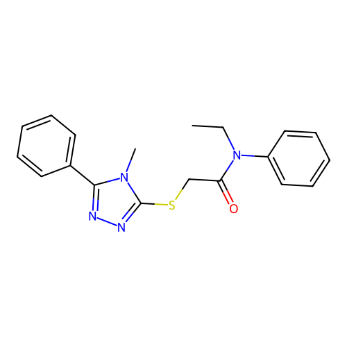 N-ethyl-2-[(4-methyl-5-phenyl-4H-1,2,4-triazol-3-yl)sulfanyl]-N-phenylacetamide structure