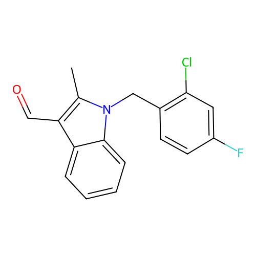 1-(2-chloro-4-fluorobenzyl)-2-methyl-1H-indole-3-carbaldehyde structure