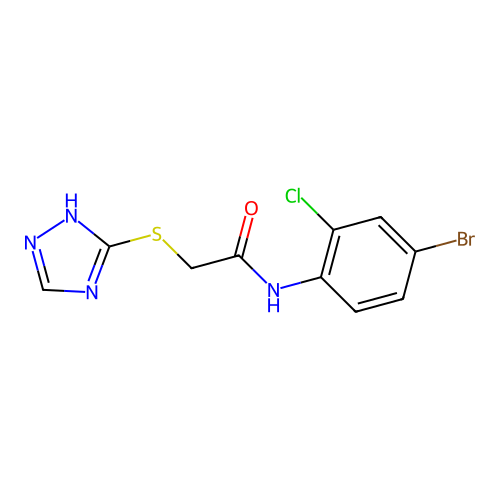 2-(4H-1,2,4-triazol-3-ylthio)-N-(4-bromo-2-chlorophenyl)acetamide structure