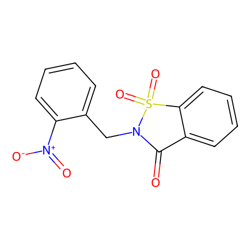 2-[(2-Nitrophenyl)methyl]-1,1-dioxo-1,2-benzothiazol-3-one structure