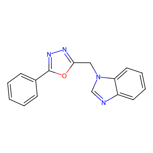 2-(Benzimidazol-1-ylmethyl)-5-phenyl-1,3,4-oxadiazole structure
