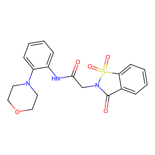 N-(2-morpholin-4-ylphenyl)-2-(1,1,3-trioxo-1,2-benzothiazol-2-yl)acetamide structure