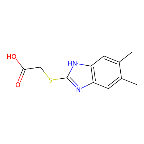 [(5,6-dimethyl-1H-benzimidazol-2-yl)sulfanyl]acetic acid structure