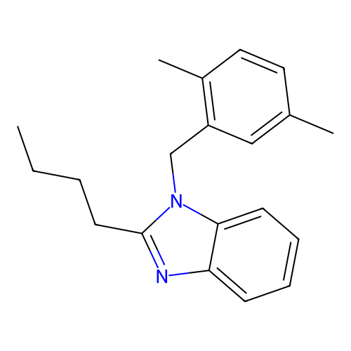 2-butyl-1-(2,5-dimethylbenzyl)-1H-benzimidazole structure