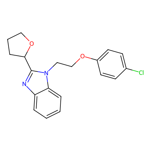 4-Chloro-1-[2-(2-oxolan-2-ylbenzimidazolyl)ethoxy]benzene structure
