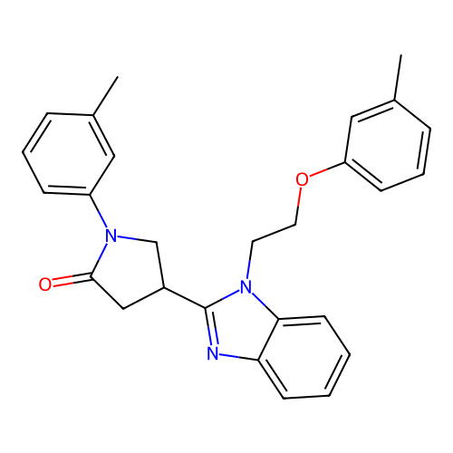 1-(m-tolyl)-4-(1-(2-(m-tolyloxy)ethyl)-1H-benzo[d]imidazol-2-yl)pyrrolidin-2-one structure
