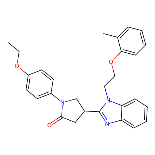 1-(4-ethoxyphenyl)-4-{1-[2-(2-methylphenoxy)ethyl]-1H-1,3-benzodiazol-2-yl}pyrrolidin-2-one structure