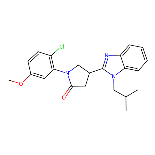 1-(2-chloro-5-methoxy-phenyl)-4-[1-(2-methylpropyl)benzoimidazol-2-yl]pyrrolidin-2-one structure
