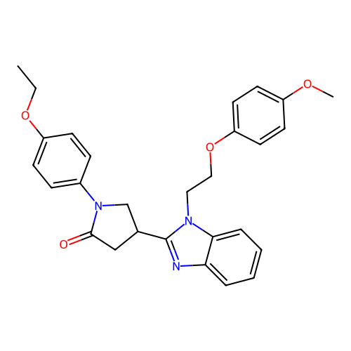 1-(4-ethoxyphenyl)-4-{1-[2-(4-methoxyphenoxy)ethyl]-1H-1,3-benzodiazol-2-yl}pyrrolidin-2-one structure