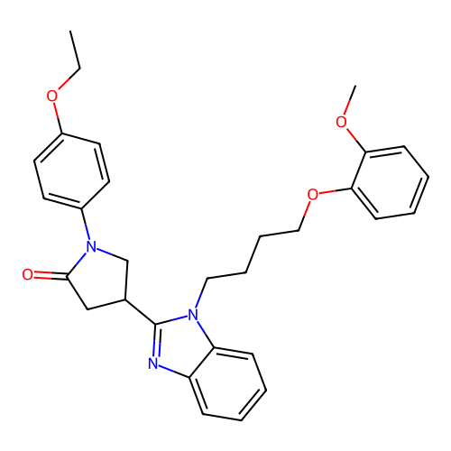 1-(4-ethoxyphenyl)-4-{1-[4-(2-methoxyphenoxy)butyl]-1H-1,3-benzodiazol-2-yl}pyrrolidin-2-one structure