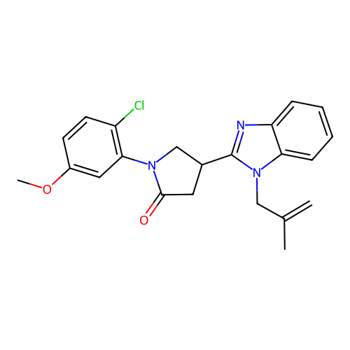 1-(2-chloro-5-methoxyphenyl)-4-[1-(2-methylprop-2-enyl)benzimidazol-2-yl]pyrrolidin-2-one structure