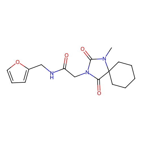 N-(2-furylmethyl)-2-(1-methyl-2,4-dioxo-1,3-diazaspiro[4.5]dec-3-yl)acetamide structure