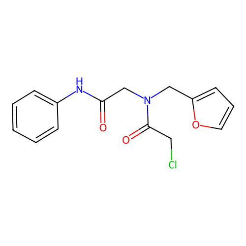 2-chloro-N-((furan-2-yl)methyl)-N-((phenylcarbamoyl)methyl)acetamide structure