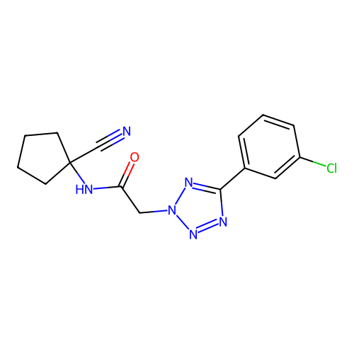 2-[5-(3-chlorophenyl)-2H-1,2,3,4-tetrazol-2-yl]-N-(1-cyanocyclopentyl)acetamide structure