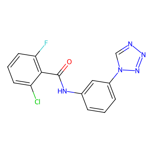 2-chloro-6-fluoro-N-[3-(1H-tetrazol-1-yl)phenyl]benzamide structure