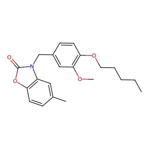 3-[3-methoxy-4-(pentyloxy)benzyl]-5-methyl-1,3-benzoxazol-2(3H)-one structure