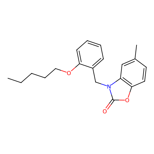 5-methyl-3-[2-(pentyloxy)benzyl]-1,3-benzoxazol-2(3H)-one structure