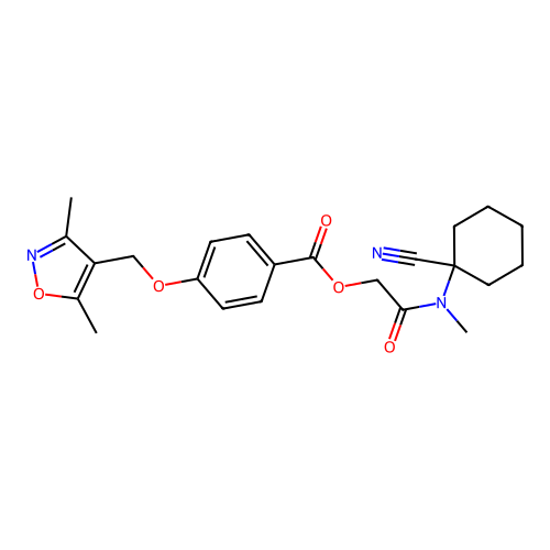 [(1-cyanocyclohexyl)(methyl)carbamoyl]methyl 4-[(3,5-dimethyl-1,2-oxazol-4-yl)methoxy]benzoate structure