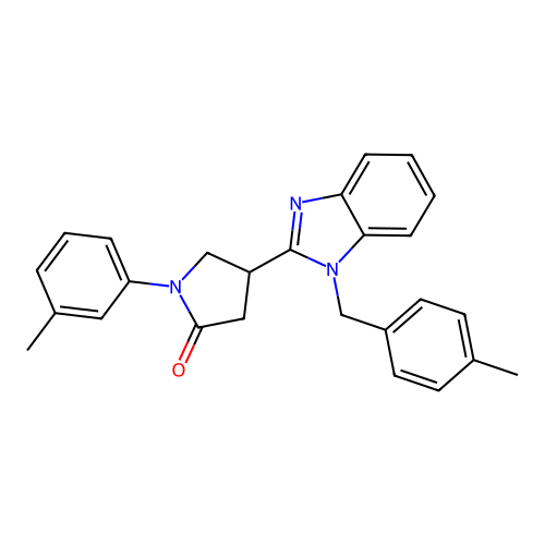 4-(1-(4-methylbenzyl)-1H-benzo[d]imidazol-2-yl)-1-(m-tolyl)pyrrolidin-2-one structure