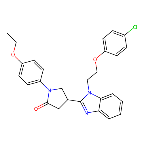 4-{1-[2-(4-chlorophenoxy)ethyl]-1H-1,3-benzodiazol-2-yl}-1-(4-ethoxyphenyl)pyrrolidin-2-one structure