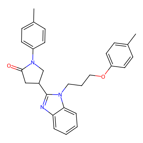 1-(4-methylphenyl)-4-{1-[3-(4-methylphenoxy)propyl]benzimidazol-2-yl}pyrrolidi n-2-one structure