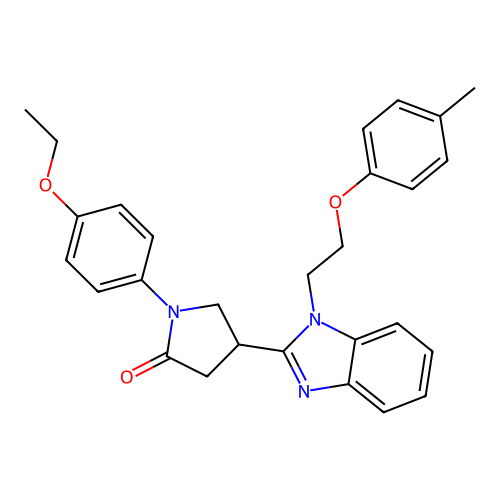 1-(4-ethoxyphenyl)-4-{1-[2-(4-methylphenoxy)ethyl]-1H-1,3-benzodiazol-2-yl}pyrrolidin-2-one structure