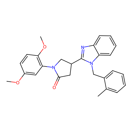 1-(2,5-dimethoxyphenyl)-4-{1-[(2-methylphenyl)methyl]-1H-1,3-benzodiazol-2-yl}pyrrolidin-2-one structure