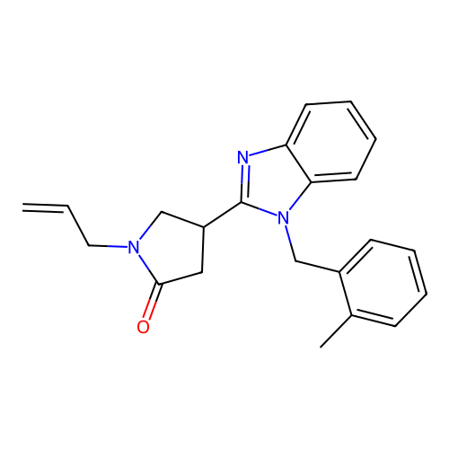 1-allyl-4-(1-(2-methylbenzyl)-1H-benzo[d]imidazol-2-yl)pyrrolidin-2-one structure