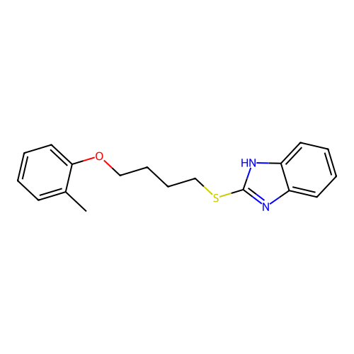2-{[4-(2-methylphenoxy)butyl]sulfanyl}-1H-1,3-benzodiazole structure