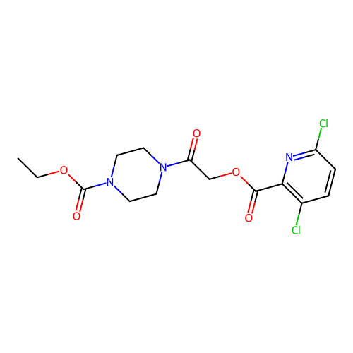 Ethyl 4-[2-(3,6-dichloropyridine-2-carbonyl)oxyacetyl]piperazine-1-carboxylate structure