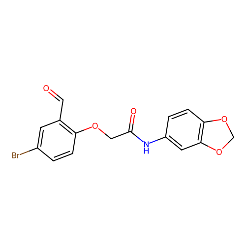 N-(1,3-benzodioxol-5-yl)-2-(4-bromo-2-formylphenoxy)acetamide structure