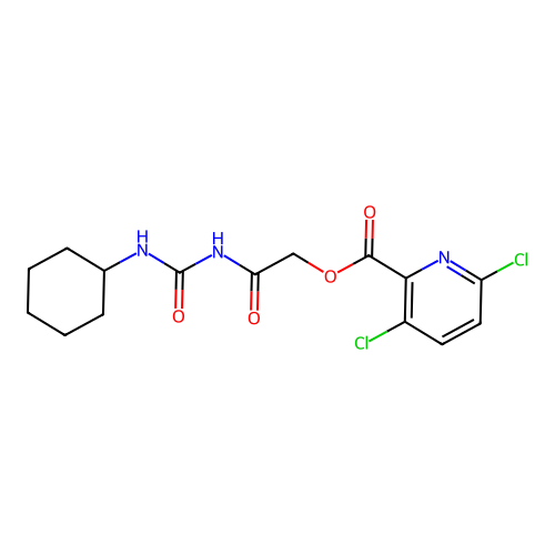2-[(Cyclohexylcarbamoyl)amino]-2-oxoethyl 3,6-dichloropyridine-2-carboxylate structure