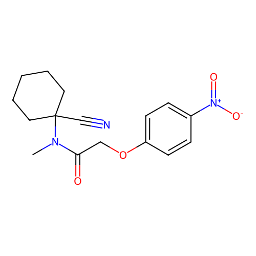 N-(1-cyanocyclohexyl)-N-methyl-2-(4-nitrophenoxy)acetamide structure