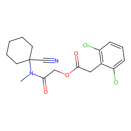 [(1-Cyanocyclohexyl)(methyl)carbamoyl]methyl 2-(2,6-dichlorophenyl)acetate structure