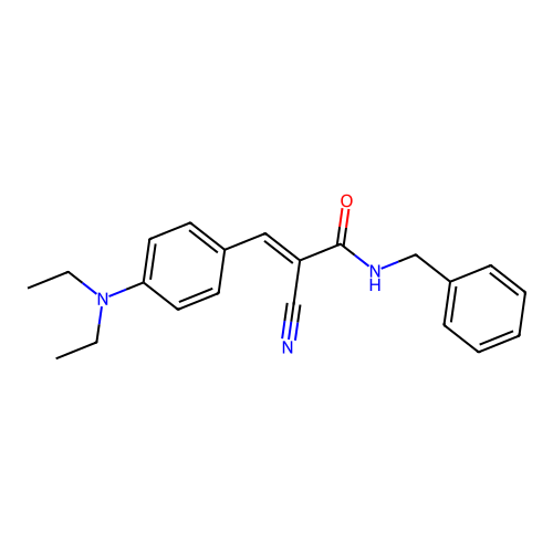 (2E)-N-benzyl-2-cyano-3-[4-(diethylamino)phenyl]acrylamide structure
