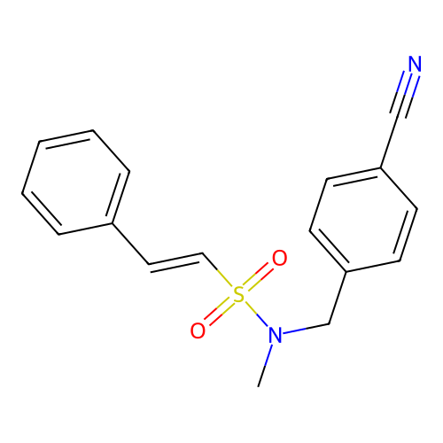 N-[(4-cyanophenyl)methyl]-N-methyl-2-phenylethene-1-sulfonamide structure