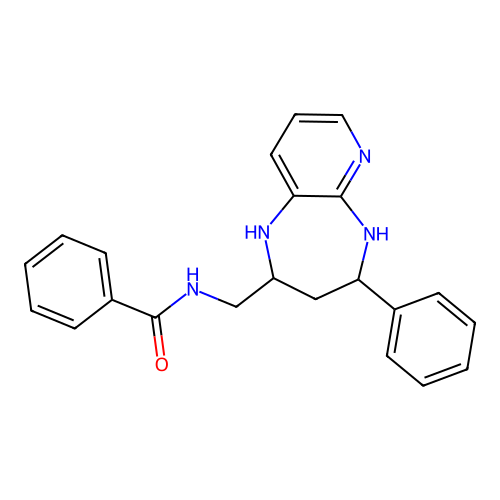 2-Benzoylaminomethylene-4-phenyl-1H-tetrahydro-6-azabenzo-1,5-diazepine structure