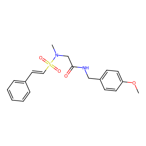 N-[(4-methoxyphenyl)methyl]-2-(N-methyl-2-phenylethenesulfonamido)acetamide structure