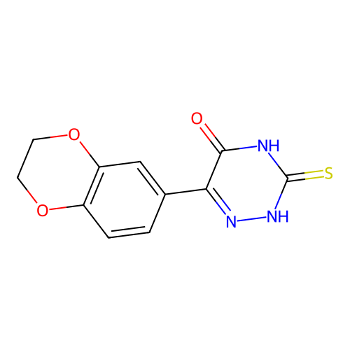 6-(2,3-dihydro-1,4-benzodioxin-6-yl)-3-sulfanylidene-2,3,4,5-tetrahydro-1,2,4-triazin-5-one structure
