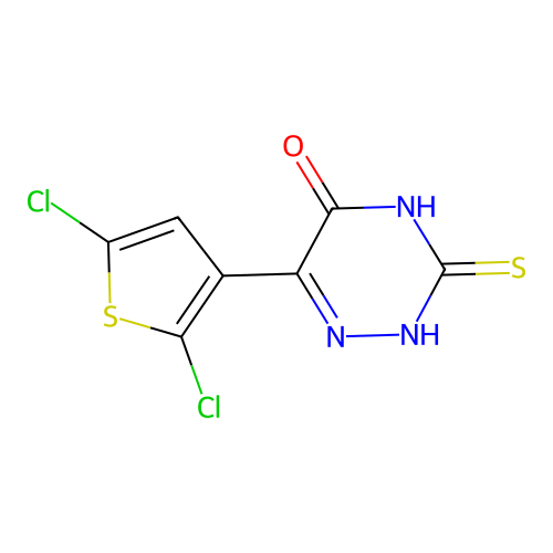 6-(2,5-Dichlorothiophen-3-yl)-3-sulfanyl-4,5-dihydro-1,2,4-triazin-5-one structure