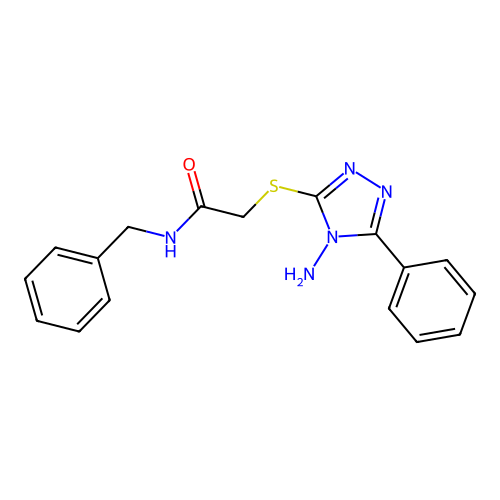 2-((4-amino-5-phenyl-4H-1,2,4-triazol-3-yl)thio)-N-benzylacetamide structure