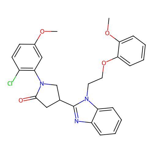 1-(2-Chloro-5-methoxyphenyl)-4-{1-[2-(2-methoxyphenoxy)ethyl]benzimidazol-2-yl}pyrrolidin-2-one structure