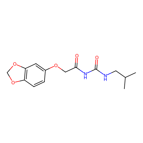 1-[2-(2H-1,3-benzodioxol-5-yloxy)acetyl]-3-(2-methylpropyl)urea structure